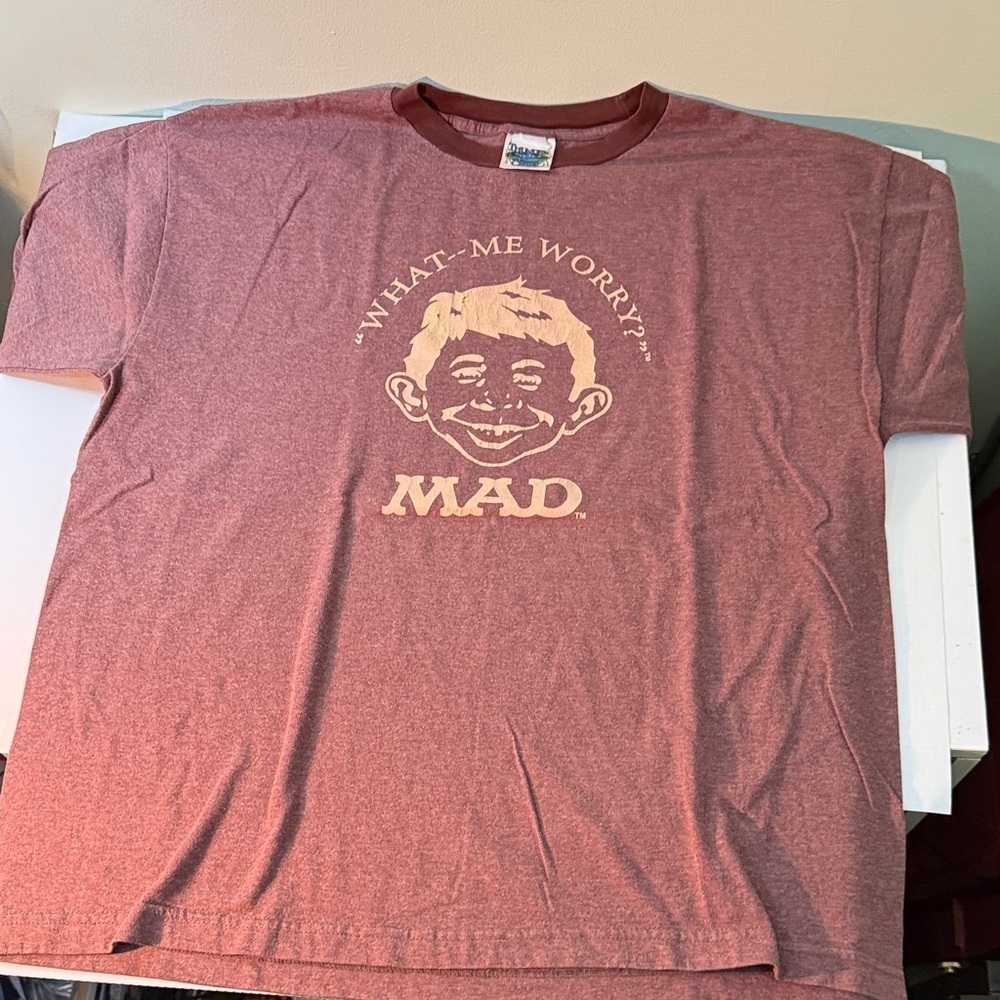 Mad magazine, What me Worry, Men's Brown Graphic T-Shirt